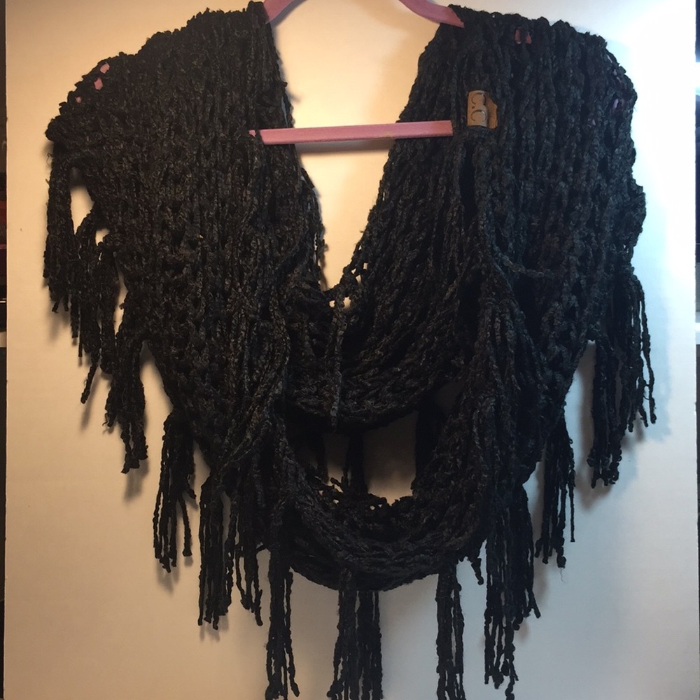 C.C. Black knit loop shawl infinity scarf wrap